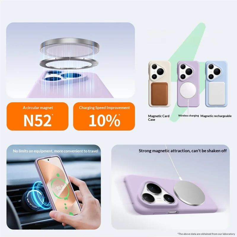 For Huawei Pura 70 Magnetic Case Skin-friendly Liquid Silicone + PC Phone Cover - Light Purple