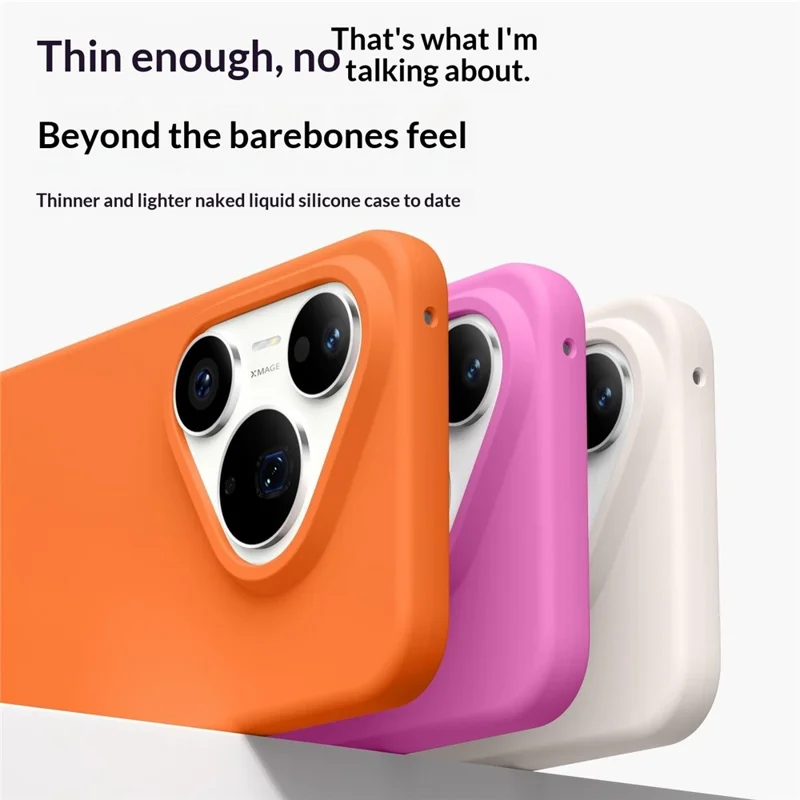 Чехол для Huawei Pura 90 Pro ультратонкий из жидкого силикона + поликарбонат, с кнопкой управления камерой и сенсорной панелью — оранжевый
