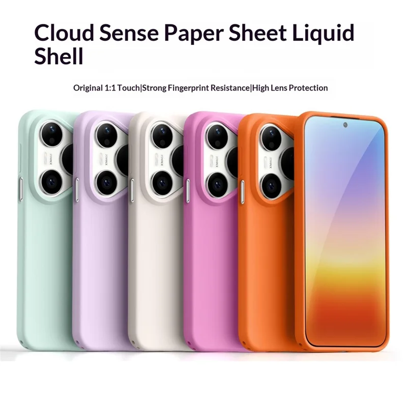 Чехол для Huawei Pura 90 Pro ультратонкий из жидкого силикона + поликарбонат, с кнопкой управления камерой и сенсорной панелью — оранжевый