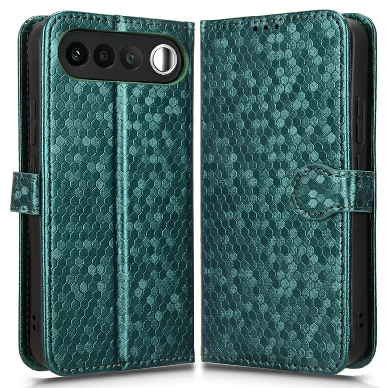 Für Realme 16 5G Brieftaschenhülle mit Punkt-Muster-Prägung, PU-Leder-Handyhülle mit Handschlaufe - Grün