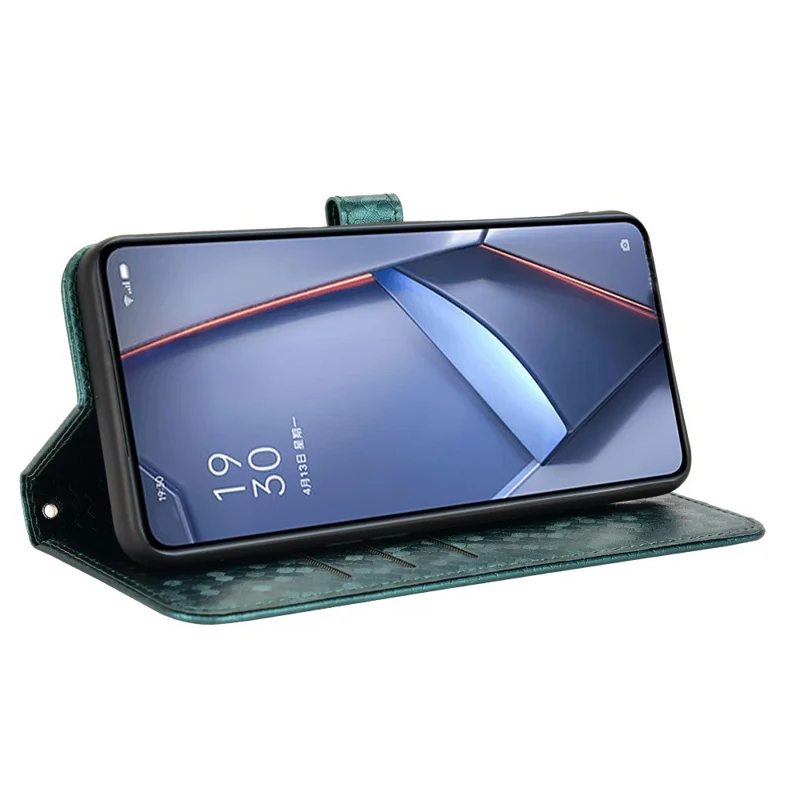 Für Realme 16 5G Brieftaschenhülle mit Punkt-Muster-Prägung, PU-Leder-Handyhülle mit Handschlaufe - Grün