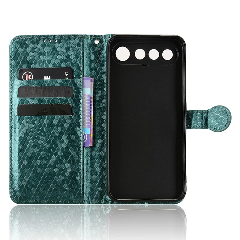 Für Realme 16 5G Brieftaschenhülle mit Punkt-Muster-Prägung, PU-Leder-Handyhülle mit Handschlaufe - Grün