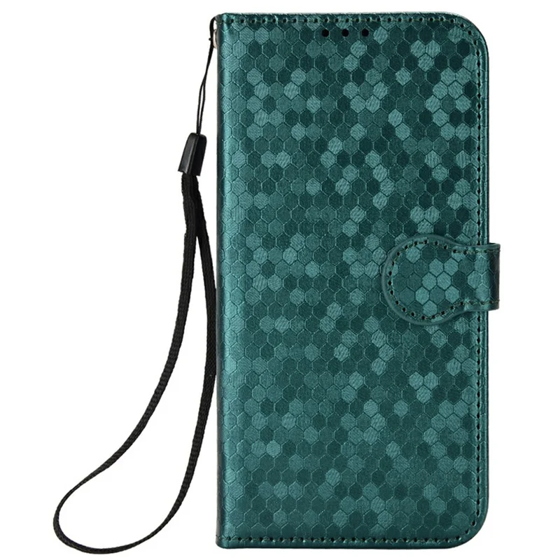 Für Realme 16 5G Brieftaschenhülle mit Punkt-Muster-Prägung, PU-Leder-Handyhülle mit Handschlaufe - Grün