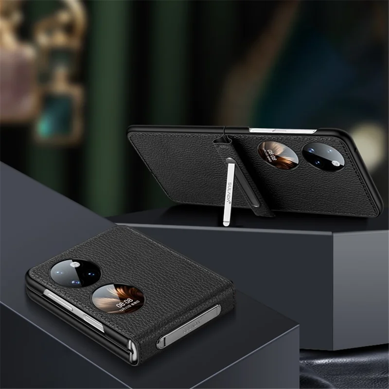 Sulada Für Huawei P50 Pocket Kickstand Anti-kratzer-faltkoffer PU Leder Beschichtete Pc-stoßdämpfung Telefonabdeckung - Orange