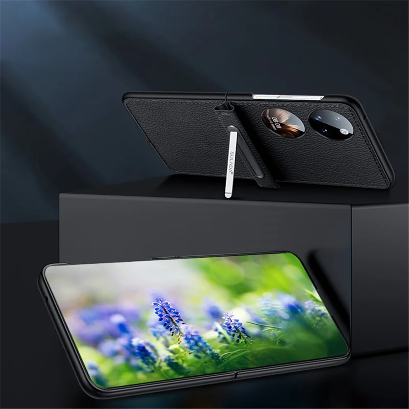 Sulada Für Huawei P50 Pocket Kickstand Anti-kratzer-faltkoffer PU Leder Beschichtete Pc-stoßdämpfung Telefonabdeckung - Orange
