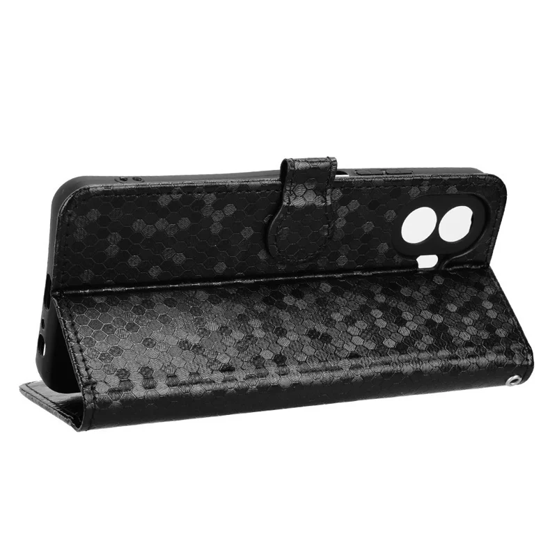 Cover portafoglio per TCL K70 SE 4G con motivo a puntini, custodia in pelle PU con tracolla da polso - Nero