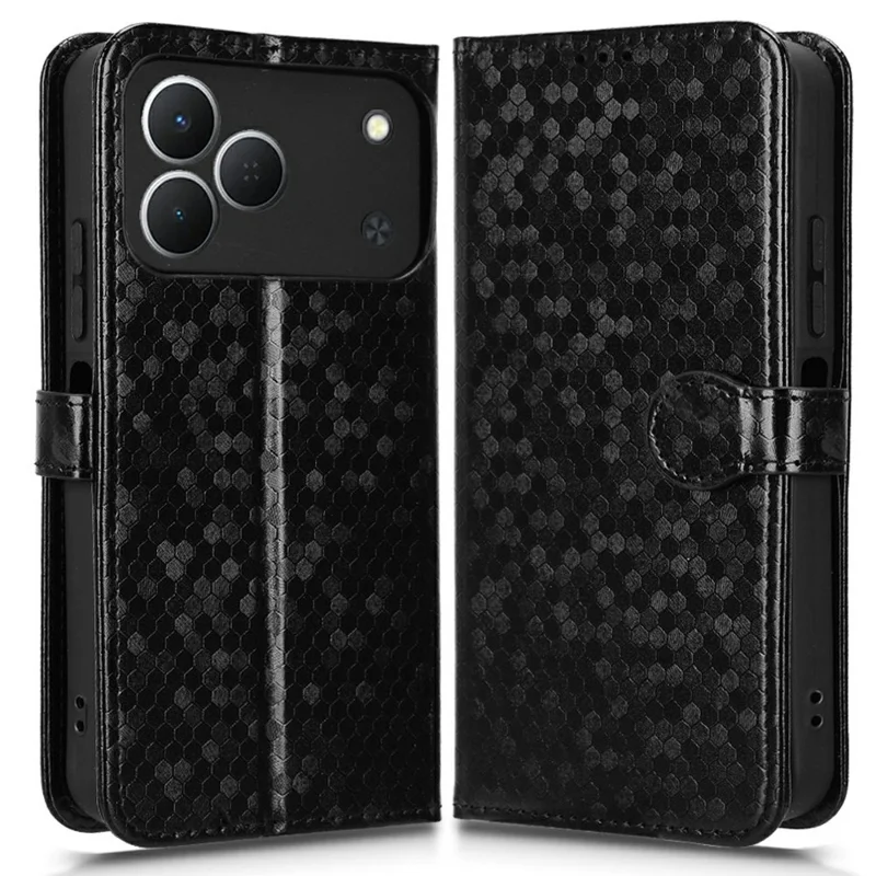 Чехол-кошелек с узором точек для TECNO Spark 50 4G, чехол из искусственной кожи с ремешком на запястье - черный