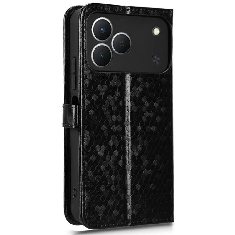Чехол-кошелек с узором точек для TECNO Spark 50 4G, чехол из искусственной кожи с ремешком на запястье - черный