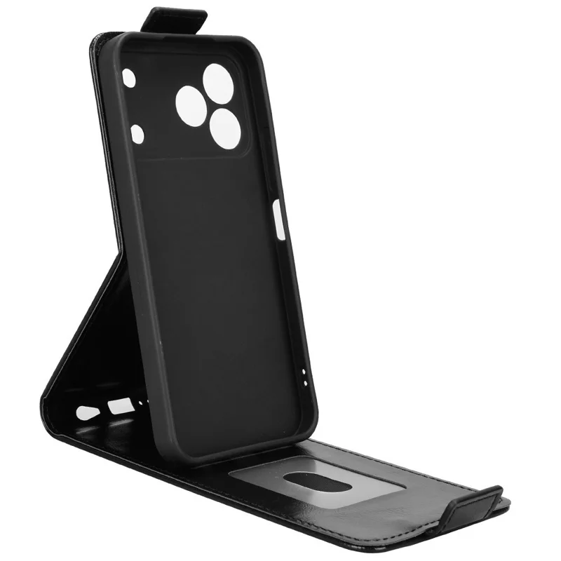 For TECNO Spark 50 4G Stand Case Magnetic Clasp Vertical Flip Leather Phone Cover with Card Holder - Black