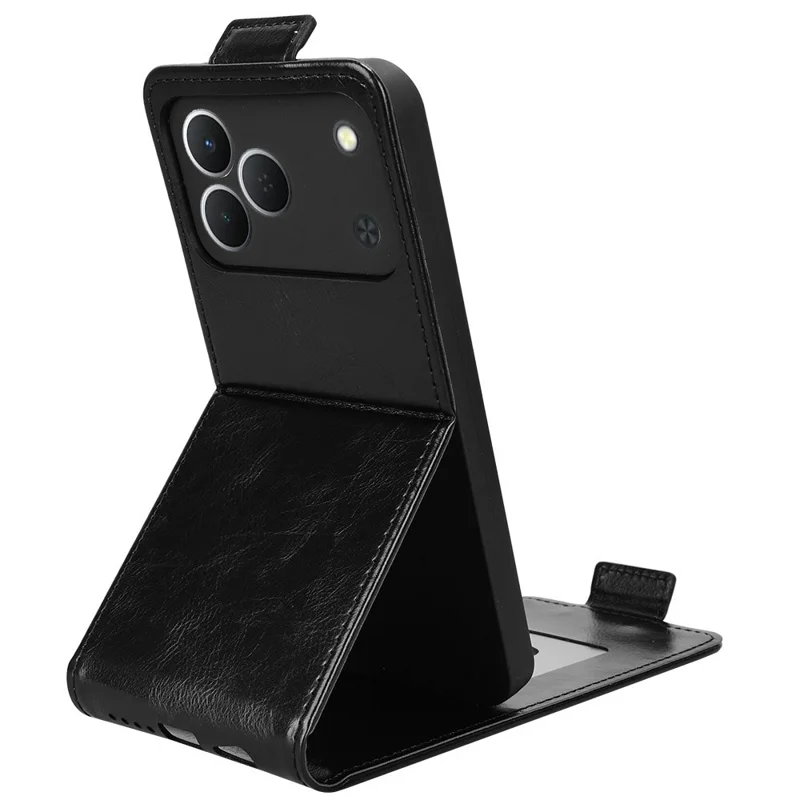 For TECNO Spark 50 4G Stand Case Magnetic Clasp Vertical Flip Leather Phone Cover with Card Holder - Black