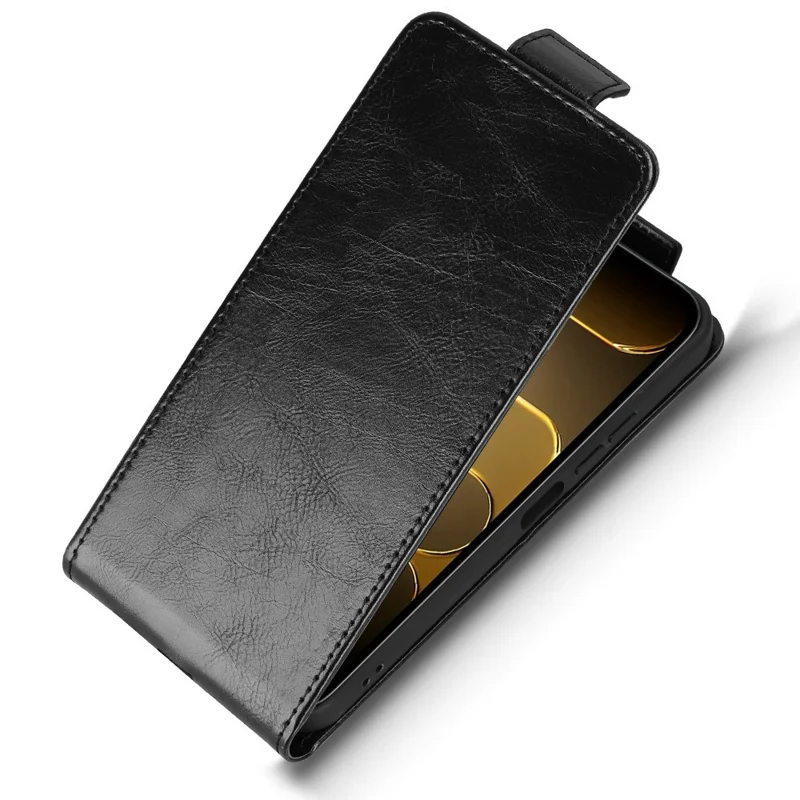 For TECNO Spark 50 4G Stand Case Magnetic Clasp Vertical Flip Leather Phone Cover with Card Holder - Black