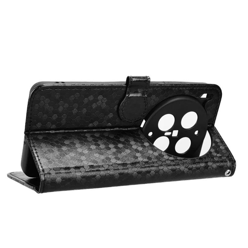 For vivo X300 Ultra 5G Wallet Case Dot Pattern Imprint PU Leather Phone Cover with Wrist Strap - Black