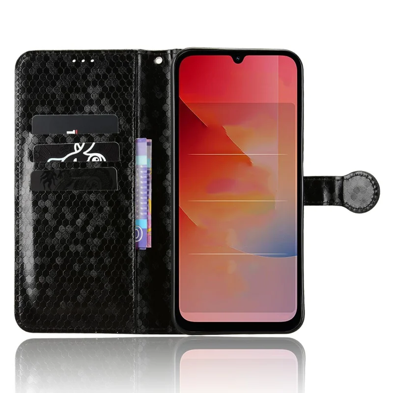 Wallet Case For Xiaomi Redmi R70 5G  /  15a 5G Dot Pattern Imprint PU Leather Phone Cover with Wrist Strap - Black