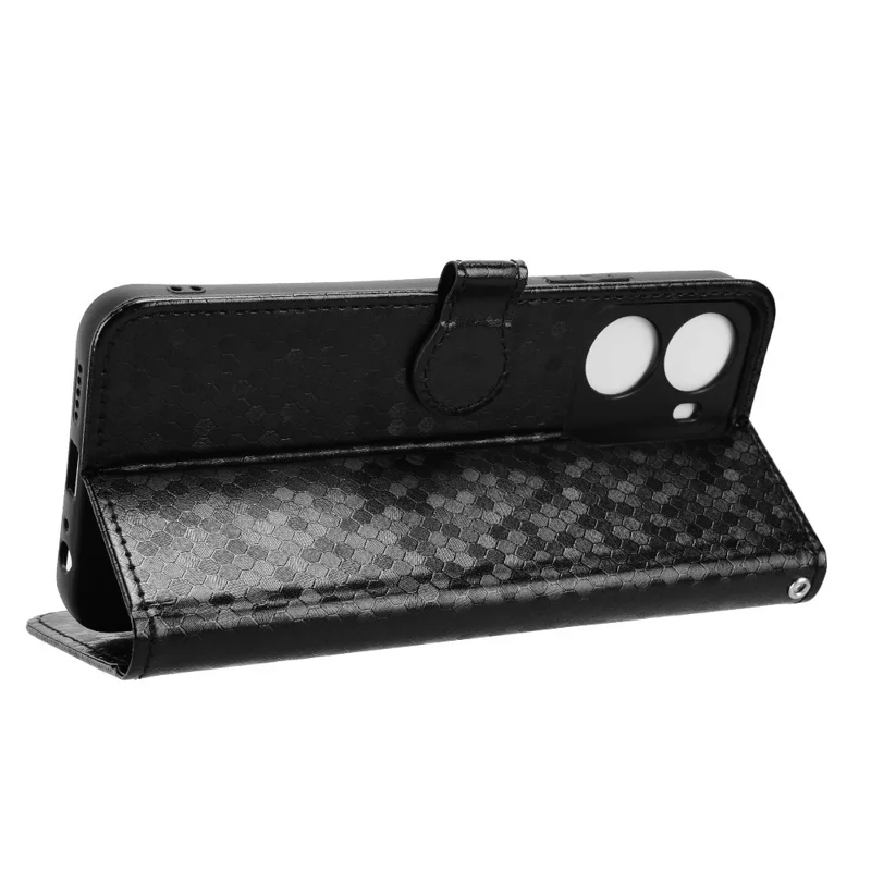 Wallet Case For Xiaomi Redmi R70 5G  /  15a 5G Dot Pattern Imprint PU Leather Phone Cover with Wrist Strap - Black