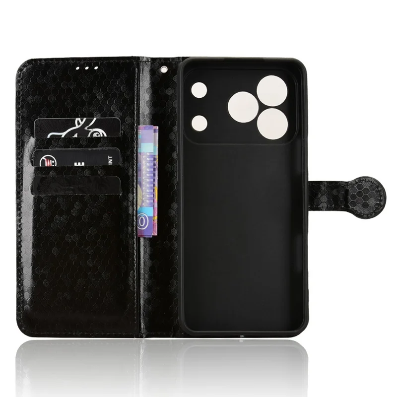 For Blackview Wave 7C Wallet Case Dot Pattern Imprint PU Leather Phone Cover with Wrist Strap - Black