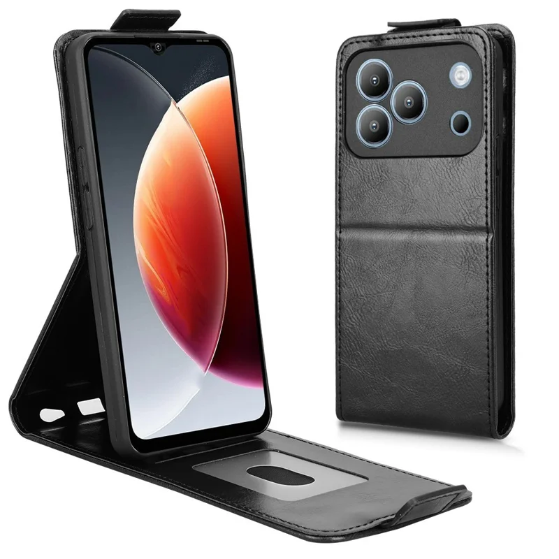 Чехол-книжка с подставкой для Blackview Wave 7C, магнитная застежка, вертикальный откидной кожаный чехол с держателем карт - черный