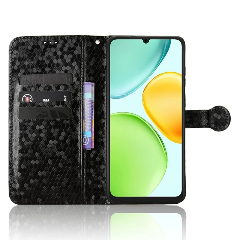 Чехол-кошелек для Honor X6d 5G / Play 60A 5G с узором из точек, чехол из искусственной кожи PU с ремешком на запястье - черный