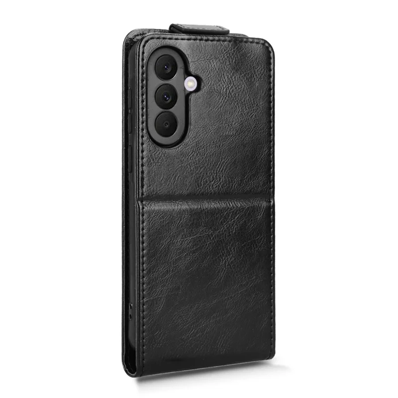 For Samsung Galaxy A37 5G Stand Case Magnetic Clasp Vertical Flip Leather Phone Cover with Card Holder - Black