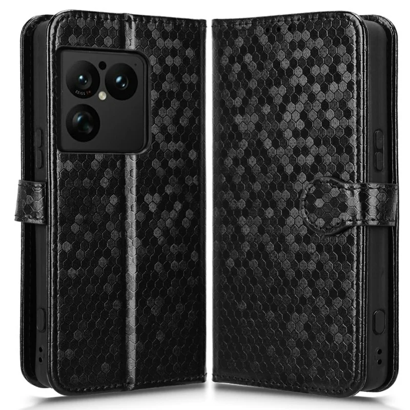 Чехол-кошелек для Sony Xperia 1 VIII с узором из точек, из искусственной кожи PU с ремешком на запястье — черный