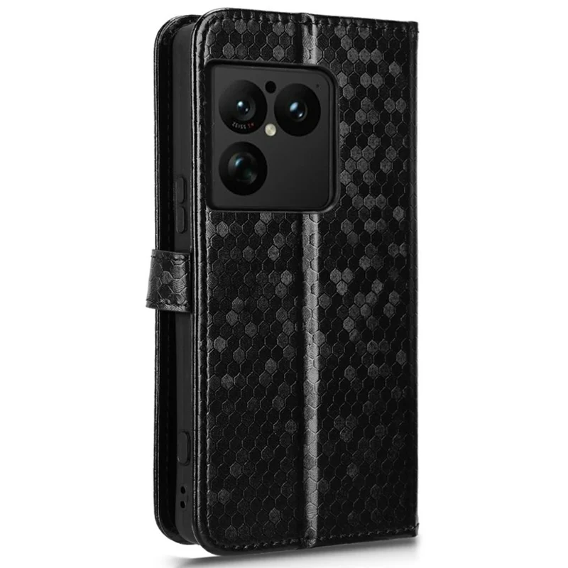 Чехол-кошелек для Sony Xperia 1 VIII с узором из точек, из искусственной кожи PU с ремешком на запястье — черный