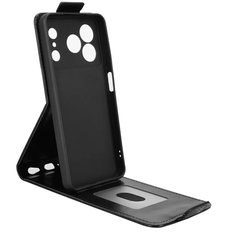 For Sony Xperia 1 VIII Stand Case Magnetic Clasp Vertical Flip Leather Phone Cover with Card Holder - Black
