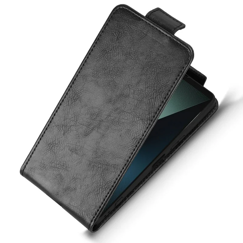 For Sony Xperia 1 VIII Stand Case Magnetic Clasp Vertical Flip Leather Phone Cover with Card Holder - Black