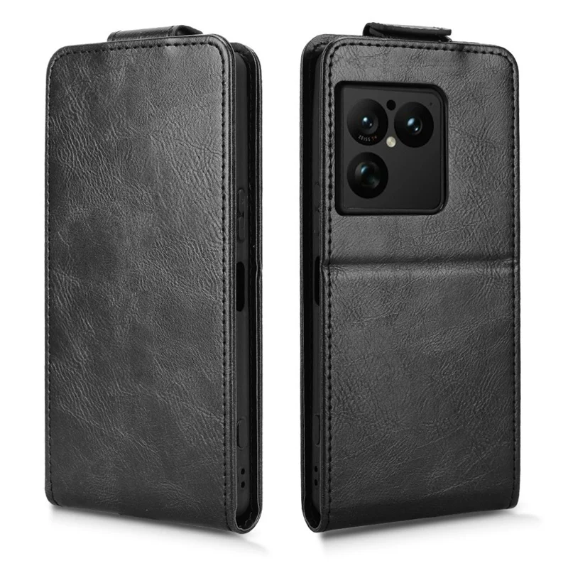 For Sony Xperia 1 VIII Stand Case Magnetic Clasp Vertical Flip Leather Phone Cover with Card Holder - Black