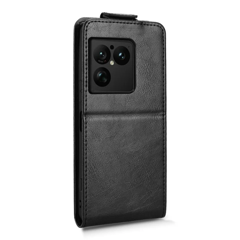 For Sony Xperia 1 VIII Stand Case Magnetic Clasp Vertical Flip Leather Phone Cover with Card Holder - Black