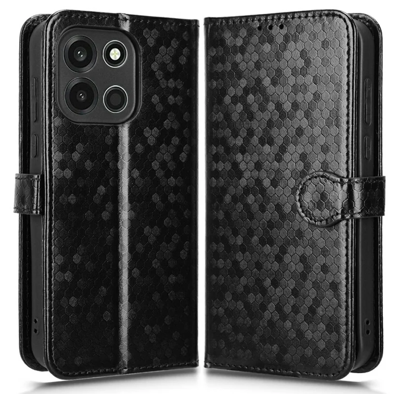 Wallet Case For OnePlus Nord 6 5G  /  Turbo 6 5G Dot Pattern Imprint PU Leather Phone Cover with Wrist Strap - Black