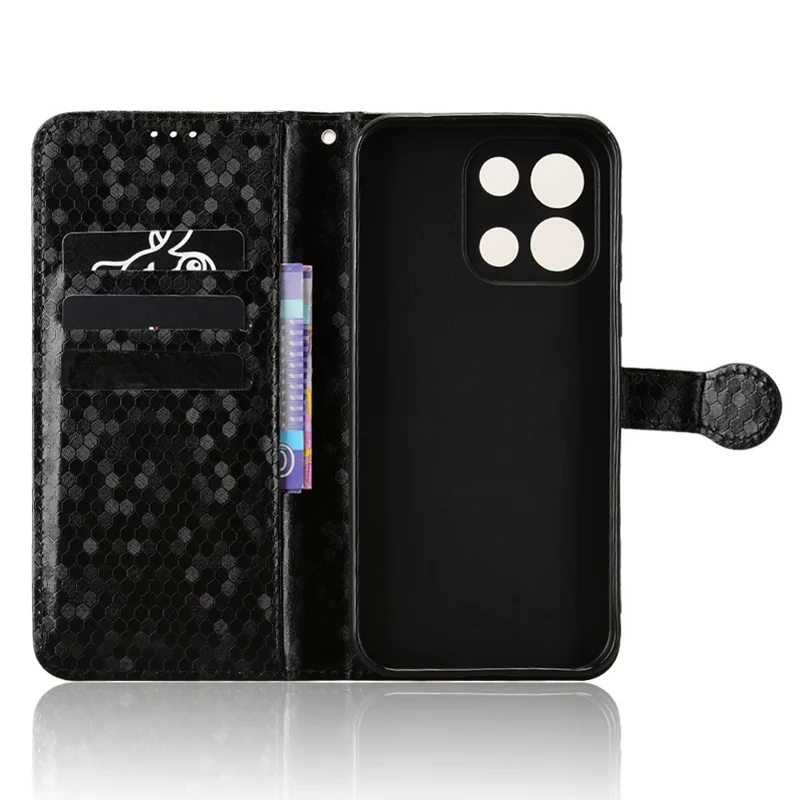 Wallet Case For OnePlus Nord 6 5G  /  Turbo 6 5G Dot Pattern Imprint PU Leather Phone Cover with Wrist Strap - Black