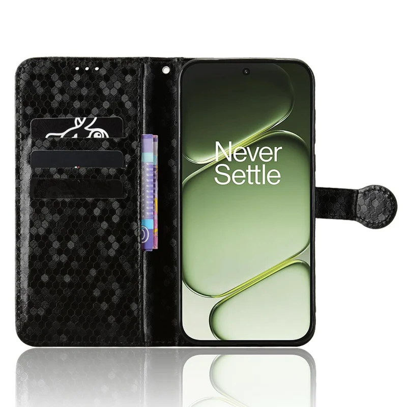 Wallet Case For OnePlus Nord 6 5G  /  Turbo 6 5G Dot Pattern Imprint PU Leather Phone Cover with Wrist Strap - Black