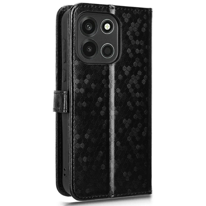 Wallet Case For OnePlus Nord 6 5G  /  Turbo 6 5G Dot Pattern Imprint PU Leather Phone Cover with Wrist Strap - Black