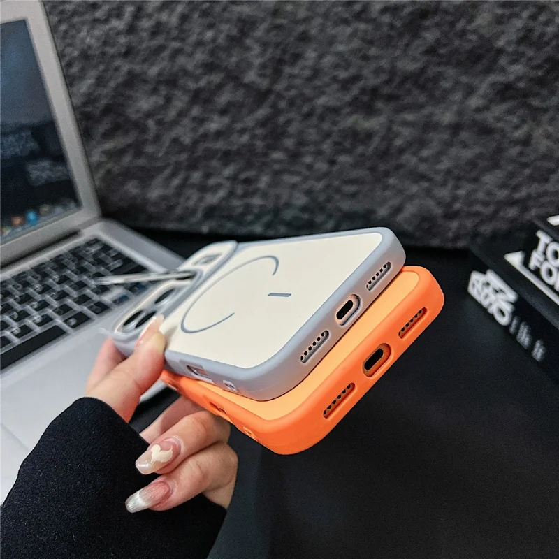For iPhone 17 Pro Max Magnetisk Omslag Kompatibel med MagSafe Skin-touch PC + TPU Omslag med Stativ i Linsram - Blå