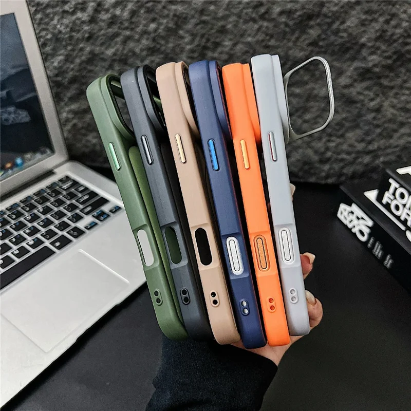 For iPhone 17 Pro Max Magnetisk Omslag Kompatibel med MagSafe Skin-touch PC + TPU Omslag med Stativ i Linsram - Blå
