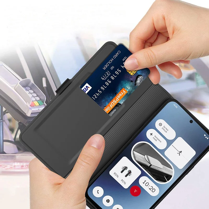 For Nothing Phone (4a) Case Shockproof TPU Inner Shell Leather Phone Cover Card Slot - Black