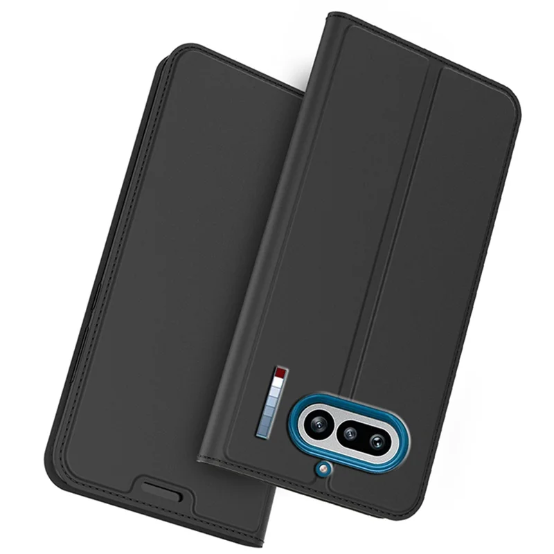 For Nothing Phone (4a) Case PU Leather Phone Cover with Card Holder Stand - Black
