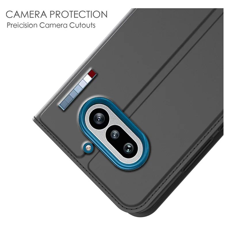 For Nothing Phone (4a) Case PU Leather Phone Cover with Card Holder Stand - Black