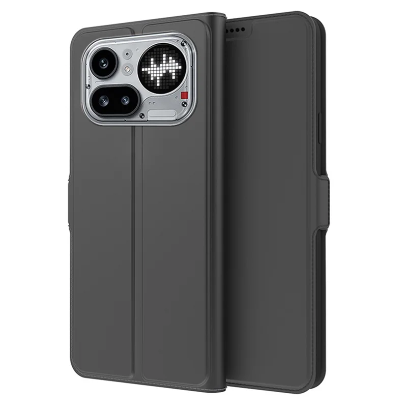 For Nothing Phone (4a) Pro Case Shockproof TPU Inner Shell Leather Phone Cover Card Slot - Black