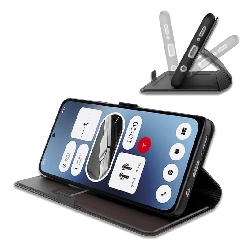 For Nothing Phone (4a) Pro Case Shockproof TPU Inner Shell Leather Phone Cover Card Slot - Black