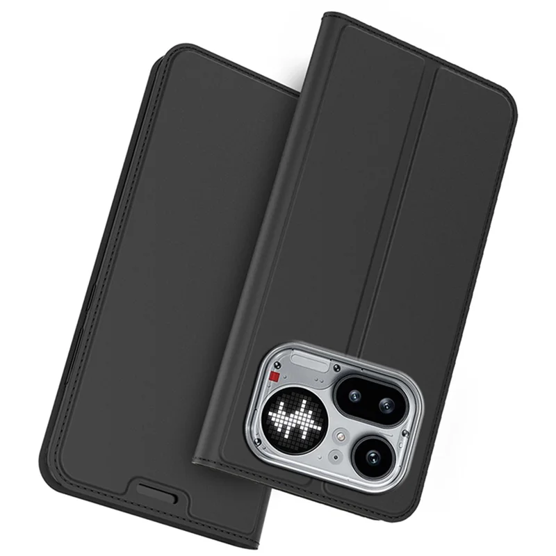 For Nothing Phone (4a) Pro Case PU Leather Phone Cover with Card Holder Stand - Black
