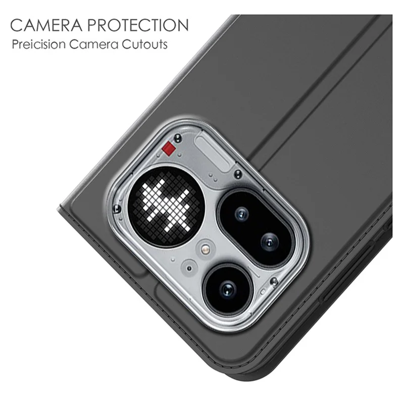 For Nothing Phone (4a) Pro Case PU Leather Phone Cover with Card Holder Stand - Black