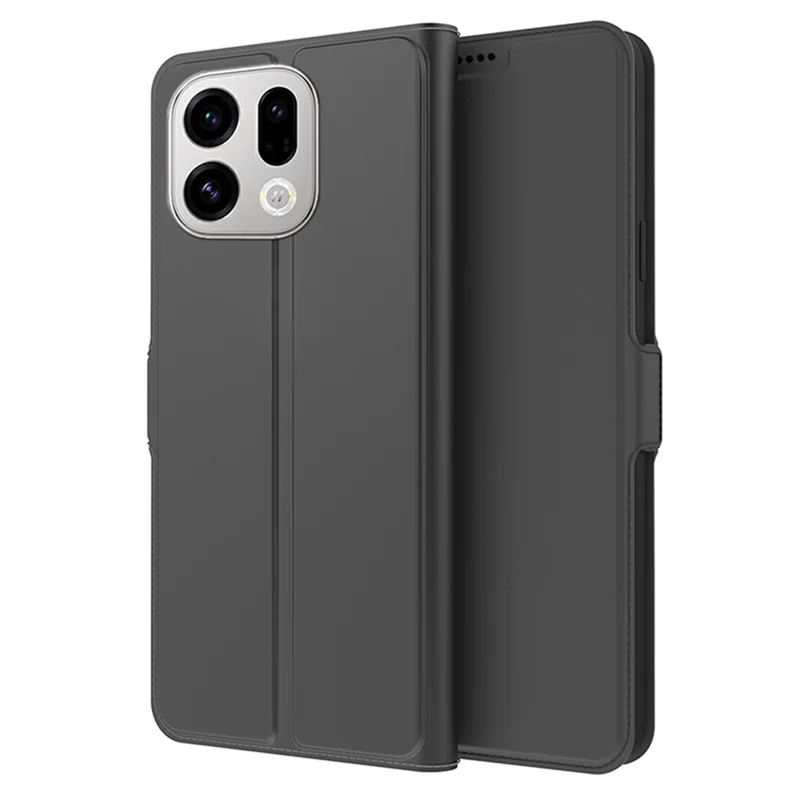 For Oppo Find X9 5G Case Shockproof TPU Inner Shell Leather Phone Cover Card Slot - Black