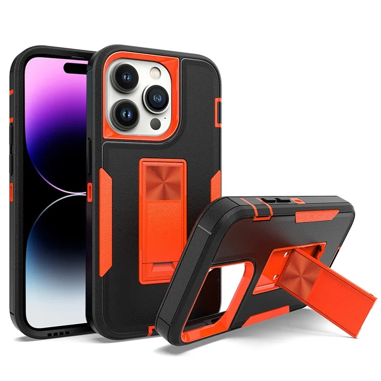 Para Iphone 14 Pro Max Chetes de Choque à Prova de Choque TPU + PC Camada Dupla Anti-Slip Defender Tampa de Telefone Protetora - Preto / Laranja