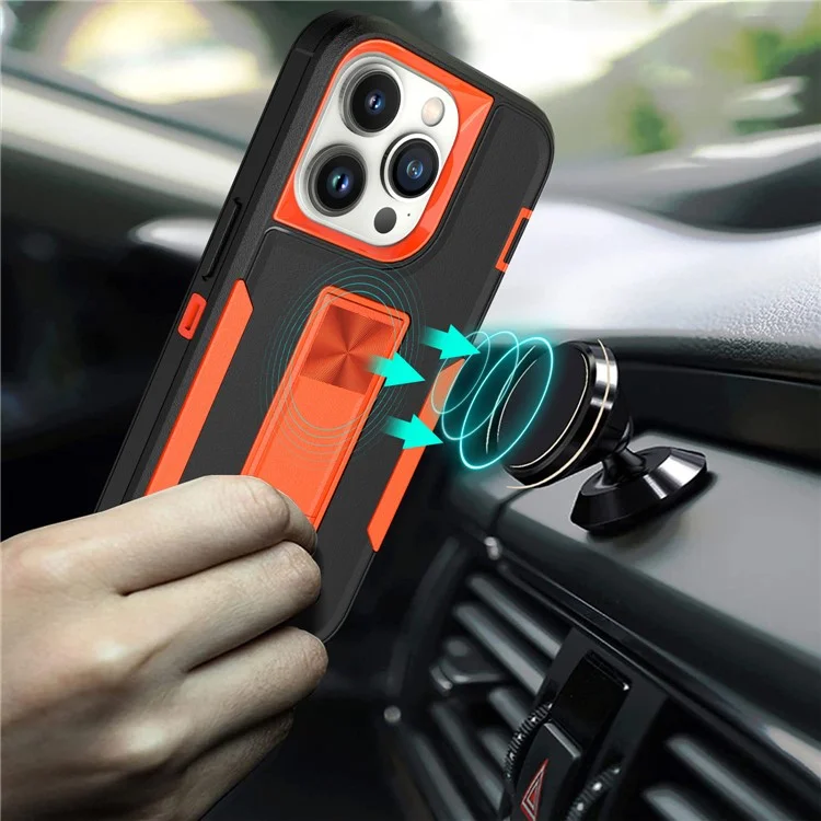 Para Iphone 14 Pro Max Chetes de Choque à Prova de Choque TPU + PC Camada Dupla Anti-Slip Defender Tampa de Telefone Protetora - Preto / Laranja