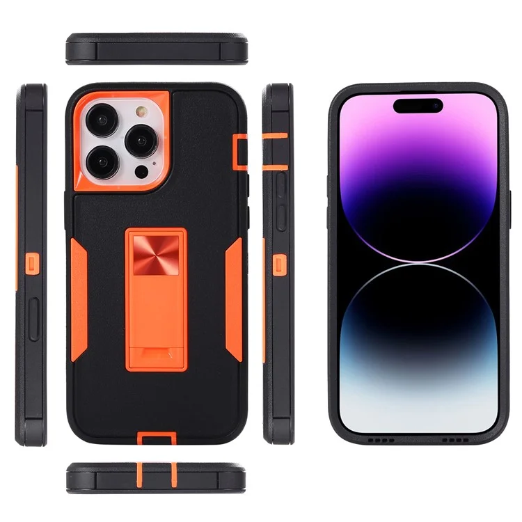 Para Iphone 14 Pro Max Chetes de Choque à Prova de Choque TPU + PC Camada Dupla Anti-Slip Defender Tampa de Telefone Protetora - Preto / Laranja