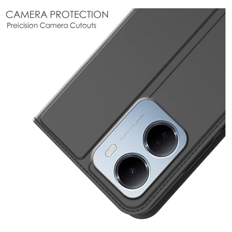 For Xiaomi Redmi 15a 5G Case PU Leather Phone Cover with Card Holder Stand - Black