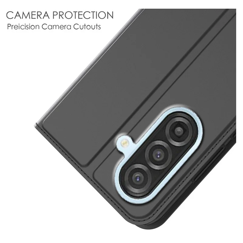 For Samsung Galaxy A27 Case PU Leather Phone Cover with Card Holder Stand - Black