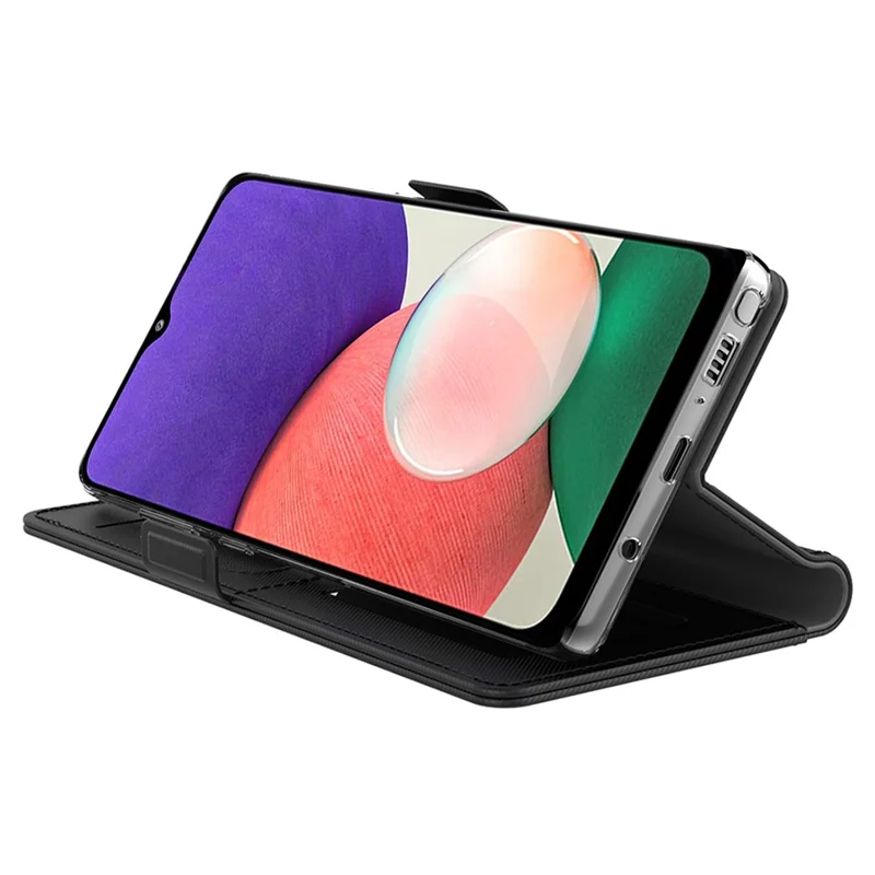 For Samsung Galaxy A27 Case PU+TPU Magnetic Flip Phone Cover with Stand - Black