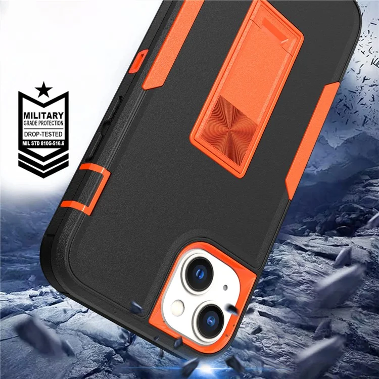 Für Iphone 14 Plus Hybrid Hard PC Soft TPU Impact-resistant Case Car Mount Stance Stectecte Freisetele - Schwarz / Orange
