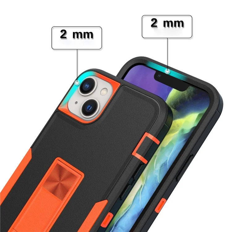 Für Iphone 14 Plus Hybrid Hard PC Soft TPU Impact-resistant Case Car Mount Stance Stectecte Freisetele - Schwarz / Orange